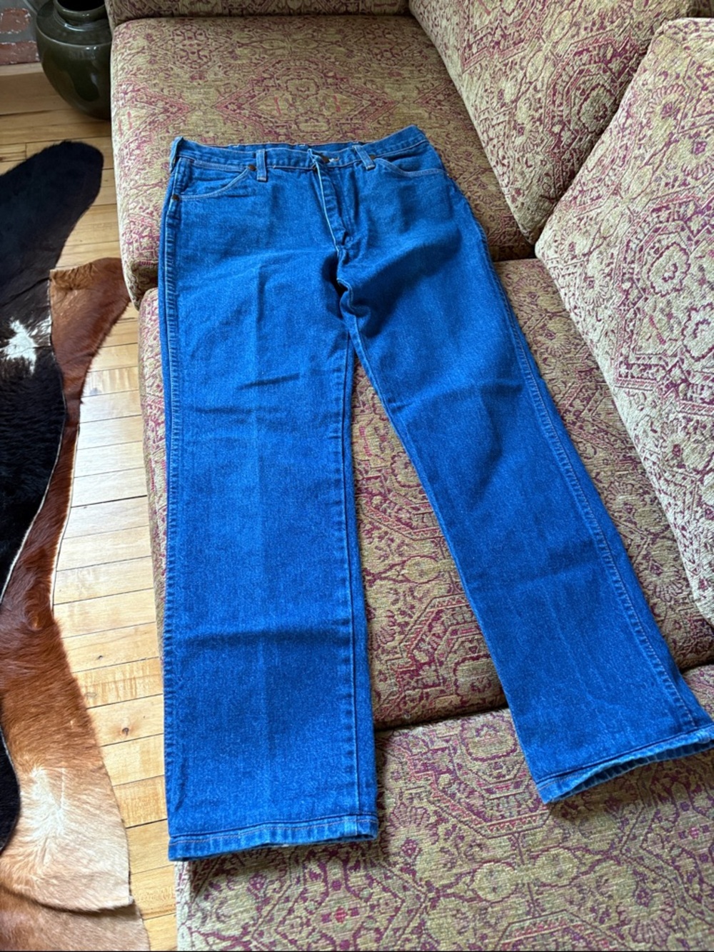 Wrangler Leather Patch Blue Jeans